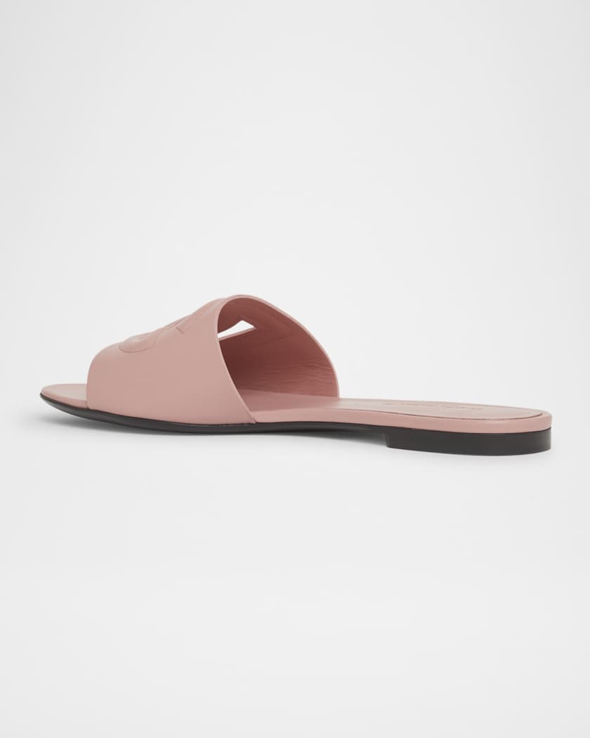 Dolce&Gabbana Cutout DG Flat Slide Sandals | Neiman Marcus