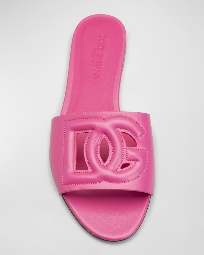 Dolce&Gabbana Cutout DG Flat Slide Sandals | Neiman Marcus