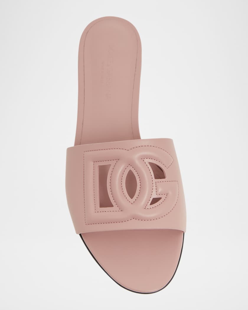 Dolce&Gabbana Cutout DG Flat Slide Sandals | Neiman Marcus