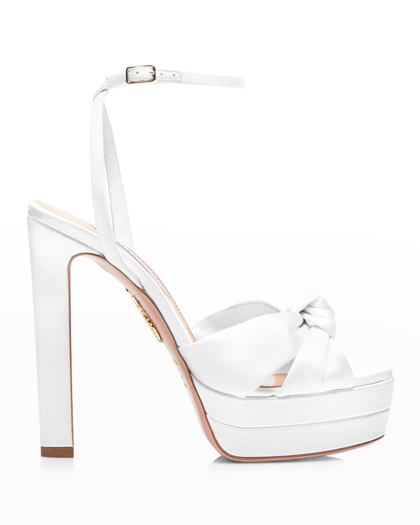 Aquazzura Cupid Silk Knot Platform Sandals Neiman Marcus