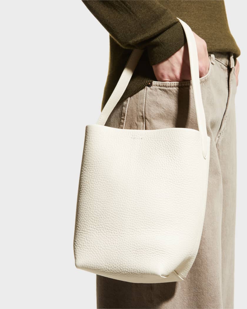The Row North South Park Leather Tote Bag in Ivory