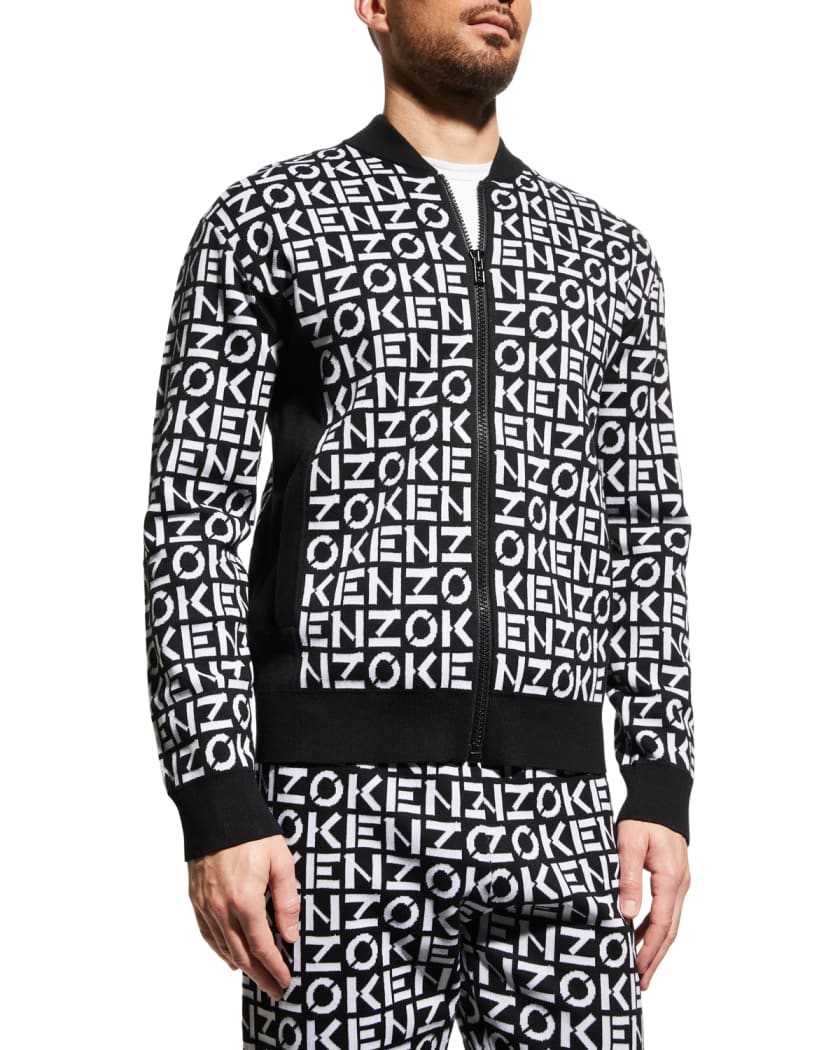 Kenzo Men S Sport Monogram Sweat Track Jacket Neiman Marcus