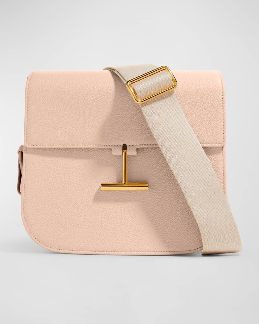 Cream Leather-Look Embossed Logo Cross Body Bag
