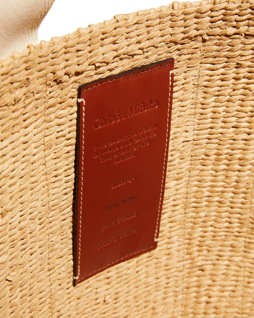 Woody Large Mifuko Basket Bag in Fair Trade Paper Embellished with Linen
