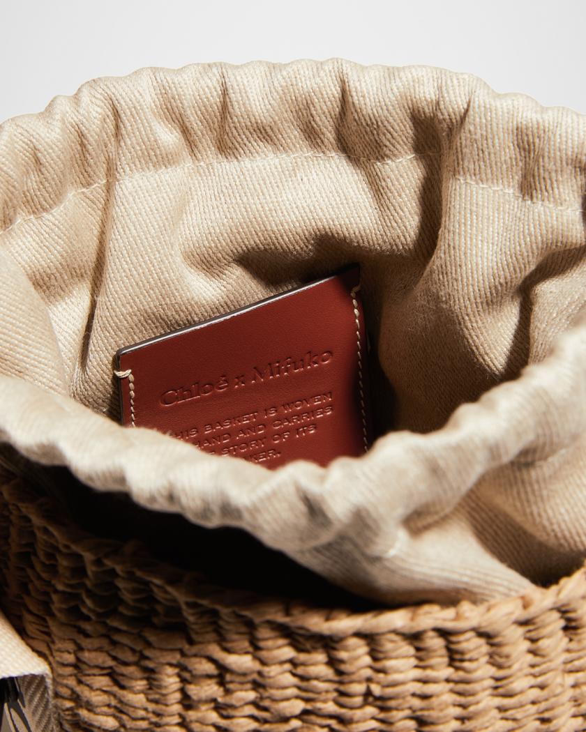 Woody Small Mifuko Basket Bag in Fair Trade Paper Embellished with