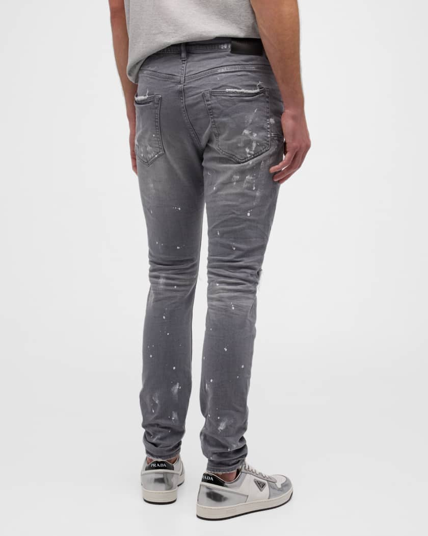 Purple Brand Beige Paint Splatter Slim Jeans in Natural for Men