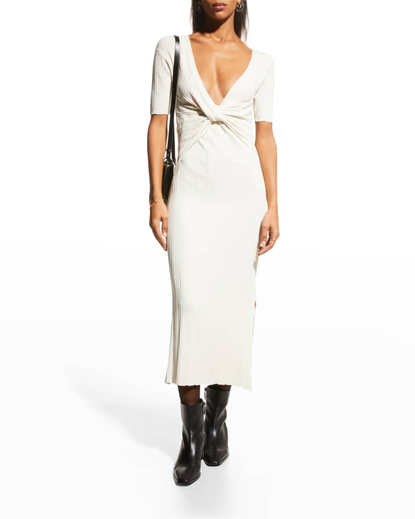 FRAME Layered Wrap Sweater Dress | Neiman Marcus