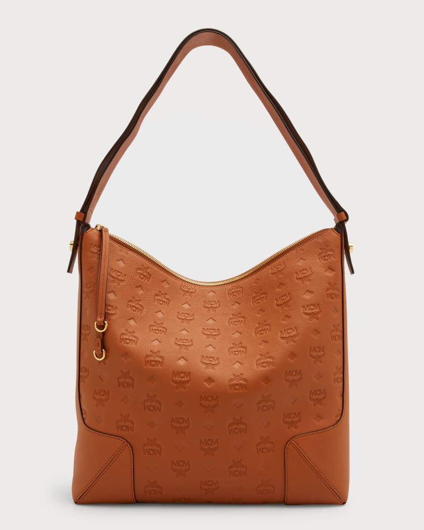 Mcm klara monogram medium leather hobo deals