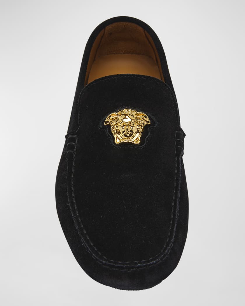 Versace Men's Medusa Head Suede Drivers | Neiman Marcus