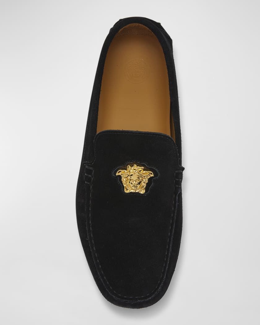 Versace Men's Medusa Head Suede Drivers | Neiman Marcus