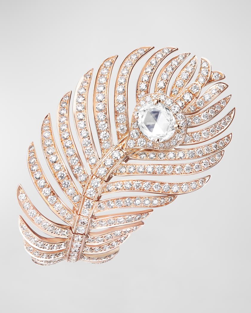 Boucheron Plume de Paon Ring in Rose Gold with Diamonds, Rings Diamond Rings