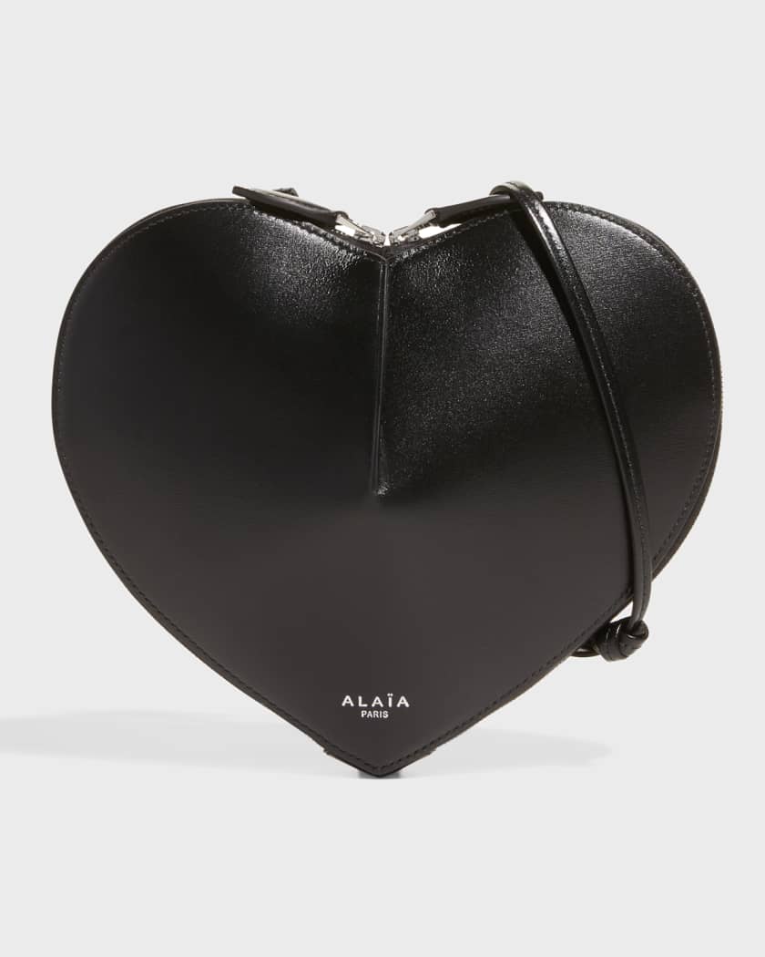 Alaia Heart Leather Shoulder Bag, Blanc Optique, Women's, Handbags & Purses Crossbody Bags & Camera Bags