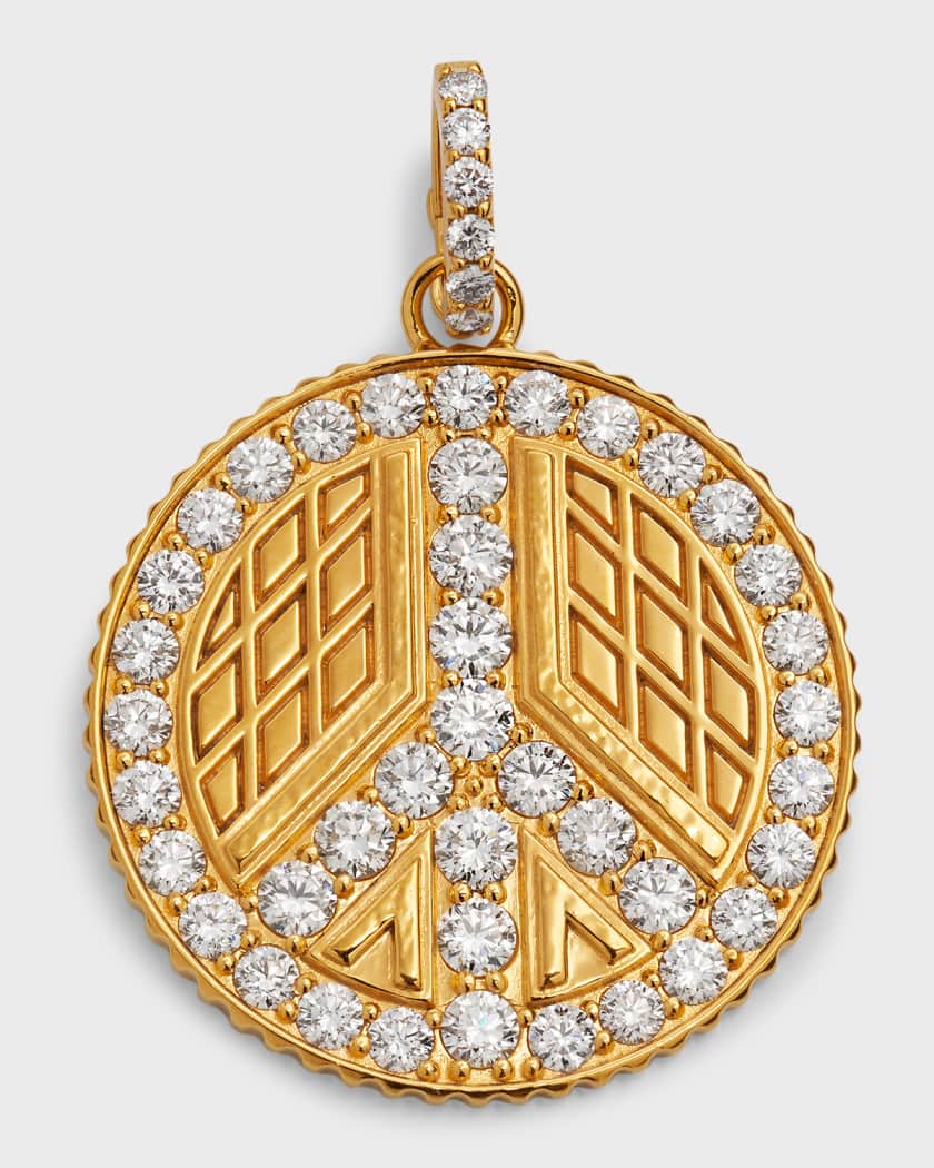Diamond peace sign pendant deals