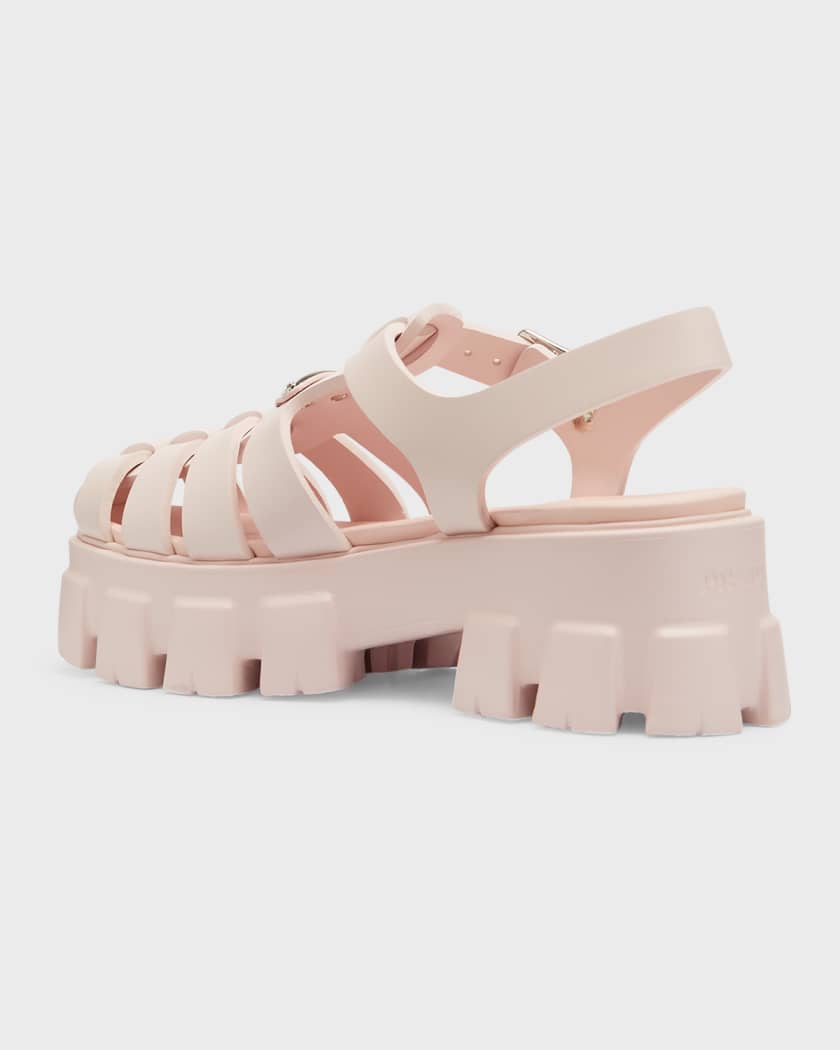 Prada Rubber Logo Chunky-Sole Fisherman Sandals | Neiman Marcus