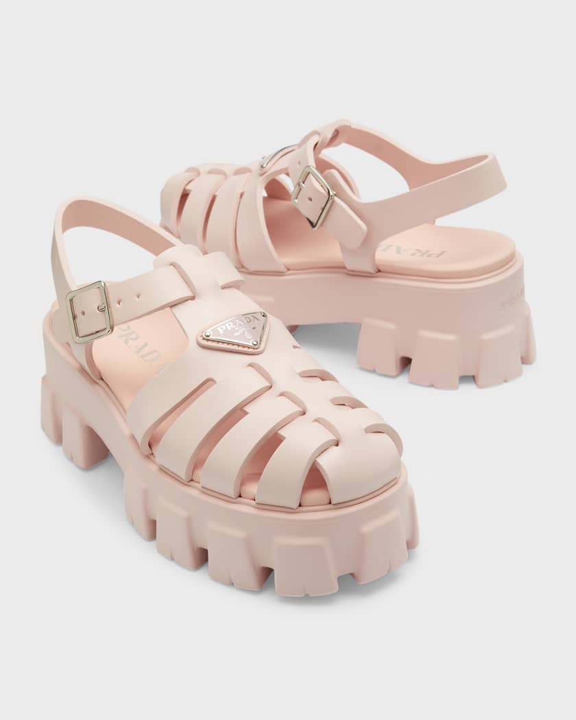 Prada Rubber Logo Chunky Sole Fisherman Sandals Neiman Marcus