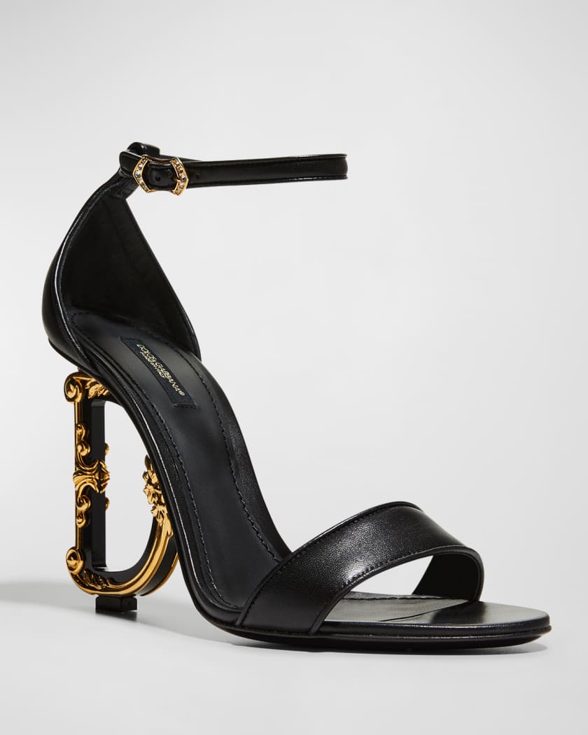 Leather Barocco-Heel Sandals