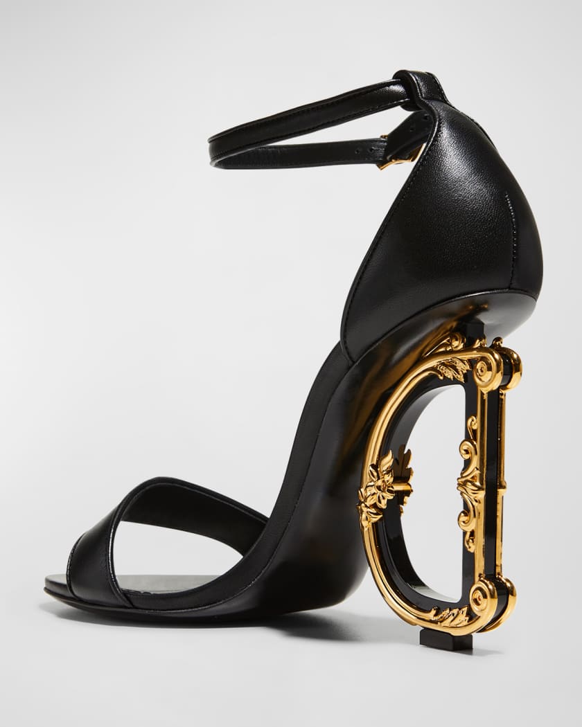 Leather Barocco-Heel Sandals