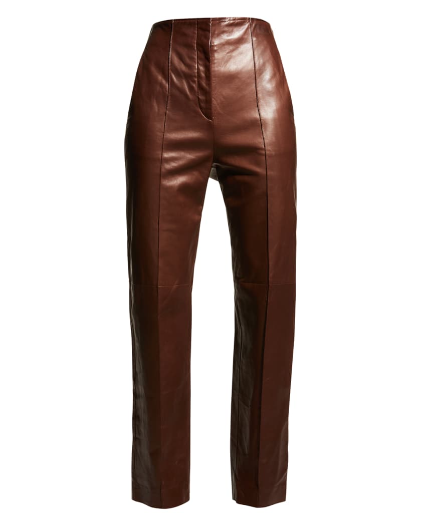 Giorgio Armani Leather Straight-Leg Pants | Neiman Marcus