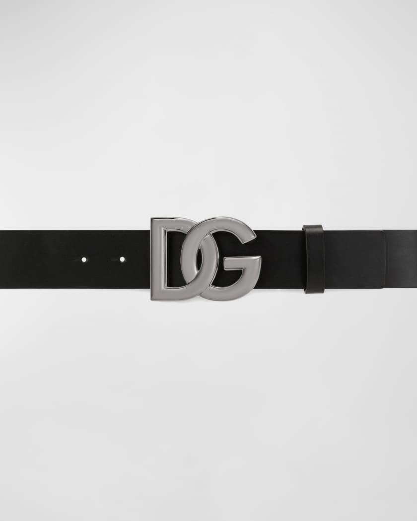 Dolce&Gabbana Men's DG-Logo Leather Buckle Belt
