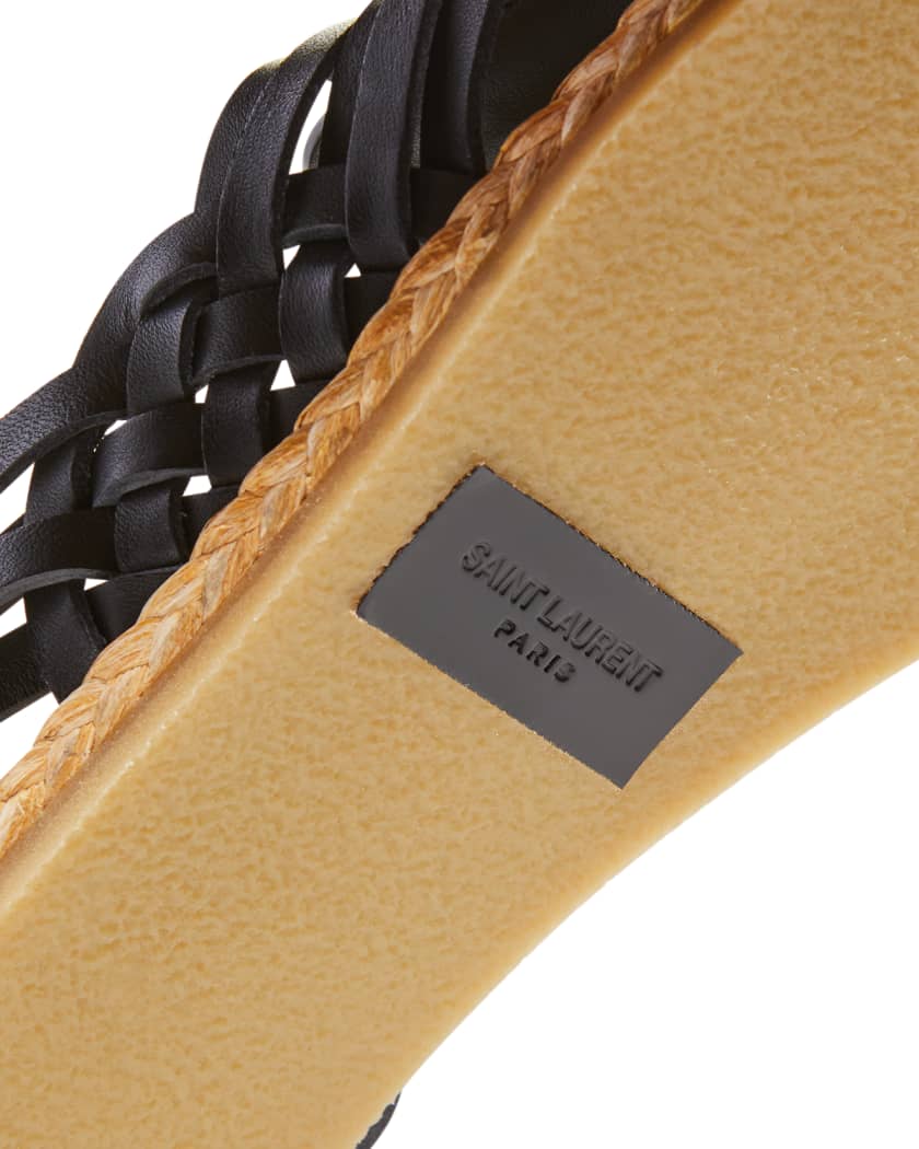 Flats Saint Laurent Black Leather Studded Espadrilles - Size EU 37.5