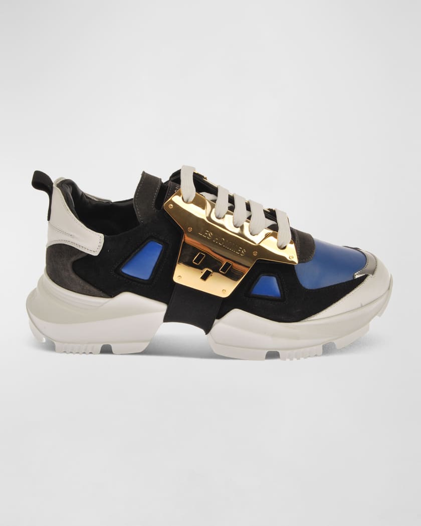 Les Hommes Men's Colorblock Mix-Leather Chunky Sneakers | Neiman Marcus