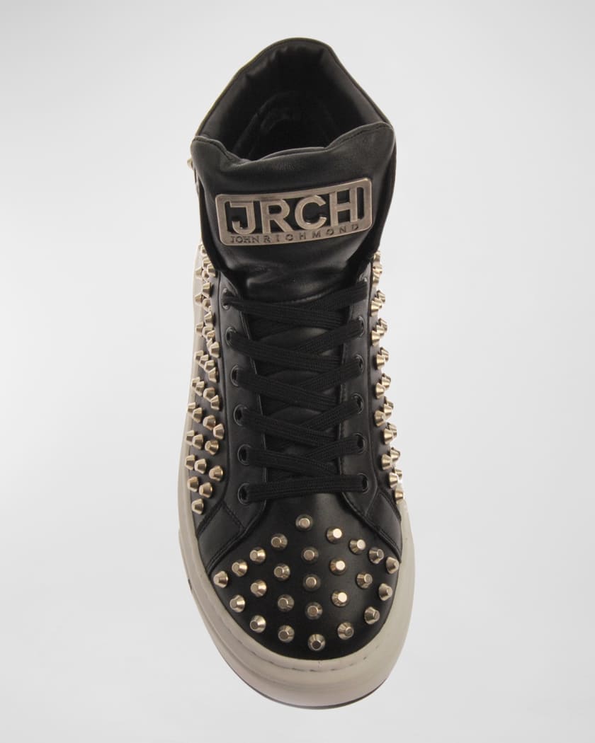 Men's Allover Studded Leather High-Top Sneakers