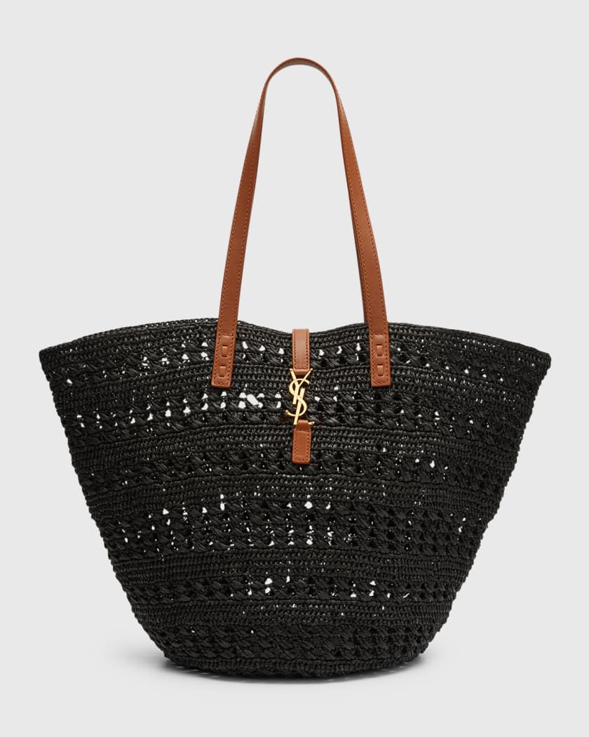 Straw tote bag with logo Saint Laurent