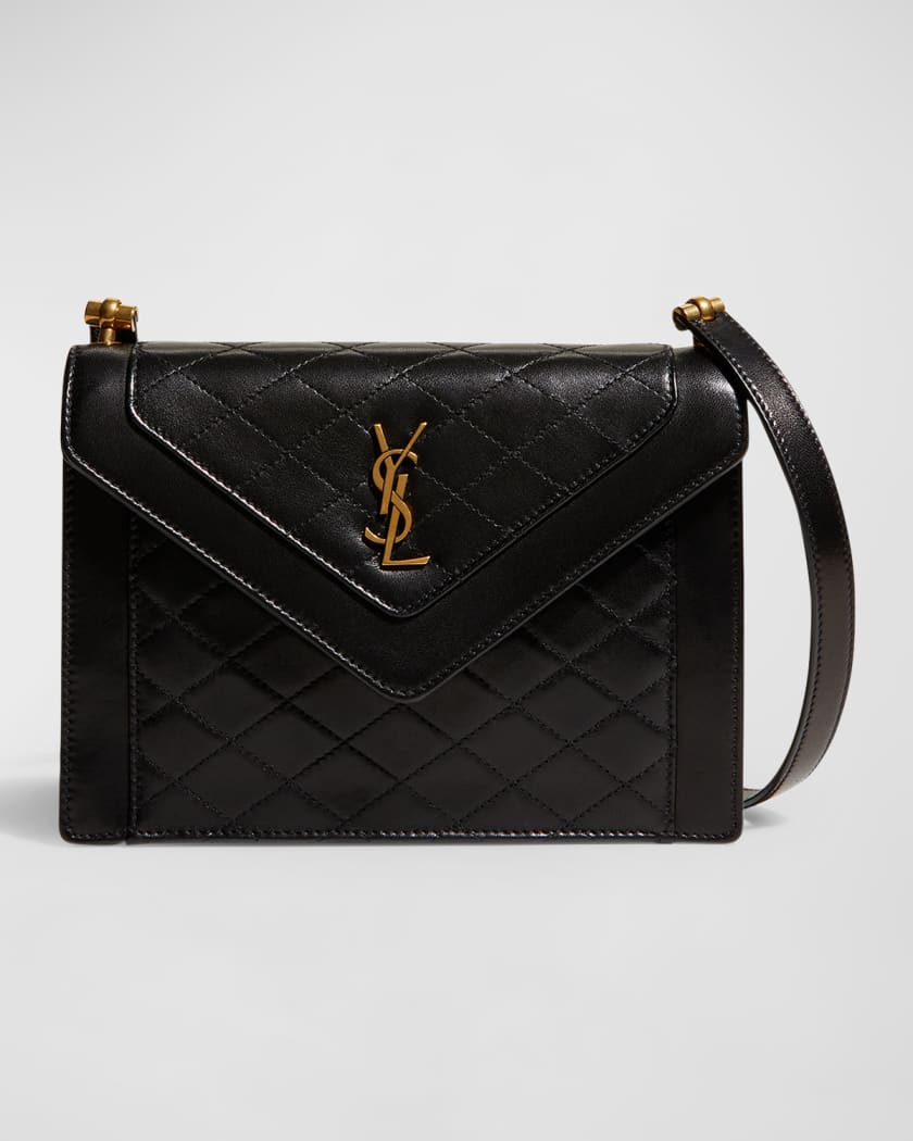 YSL Saint Laurent ENVELOPE LARGE BAG Large Black Pre-owned Excellent  Condition