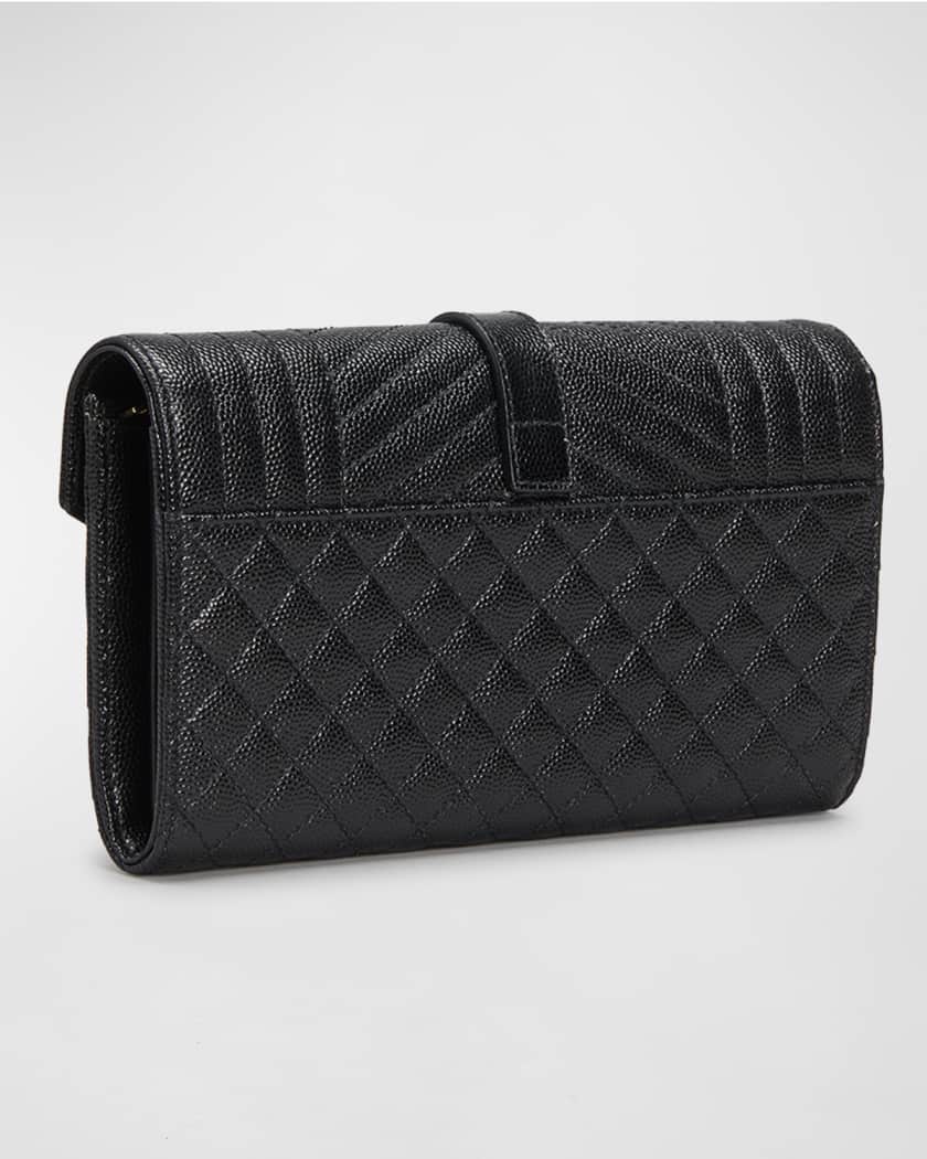 Saint Laurent Ysl Tri-Quilted Wallet on Chain Greyish Brown