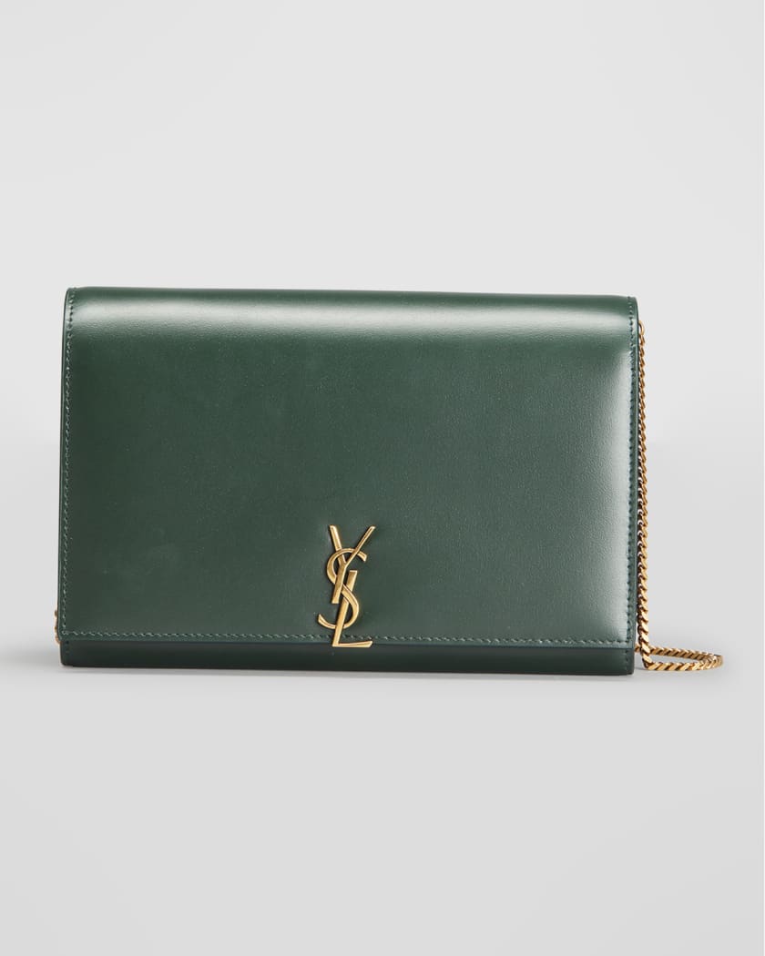 Saint Laurent Leather YSL Wallet On A Chain Bag