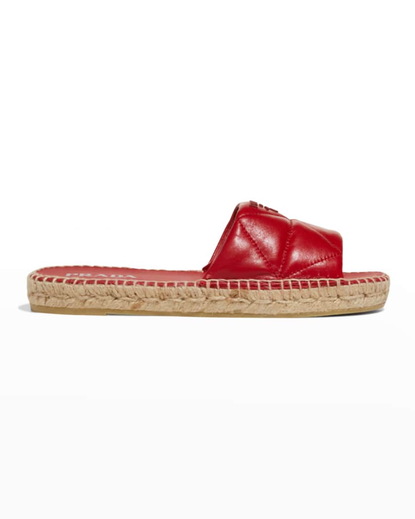 Prada Quilted Lambskin Espadrille Slide Sandals | Neiman Marcus