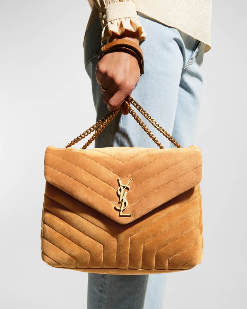 Small YSL Loulou Bag in Cinnamon Suede