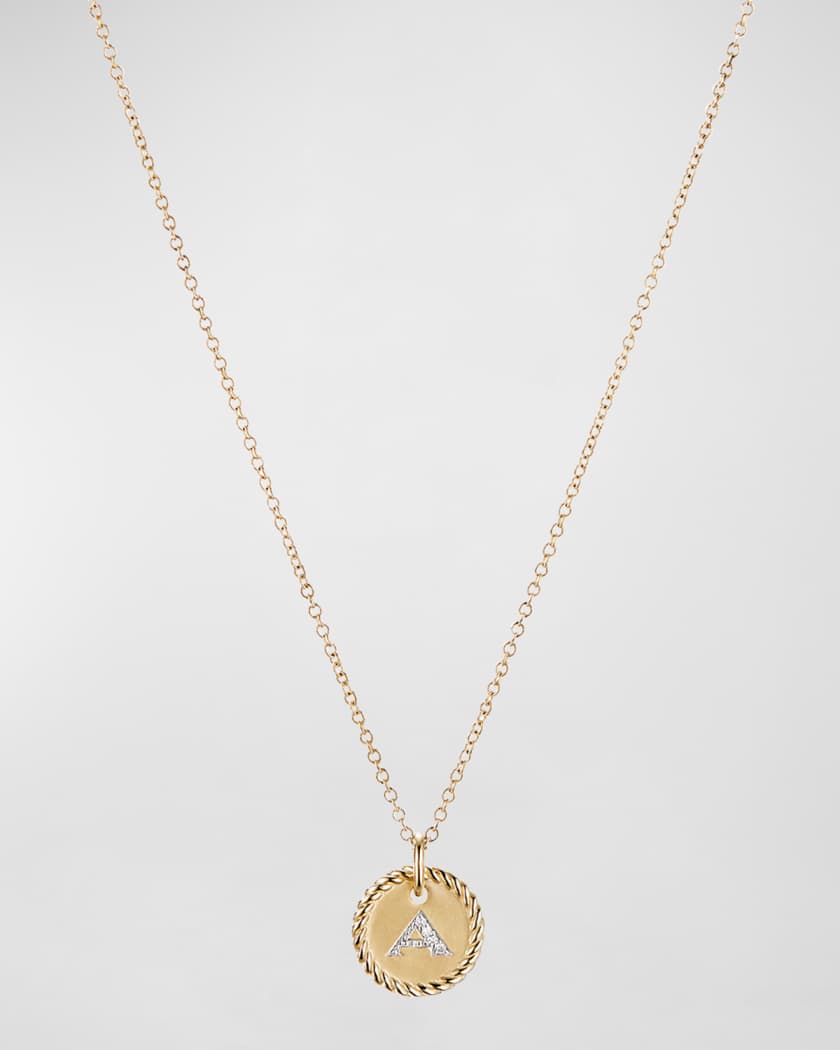 Cable Collectibles Initial Pendant Necklace with Diamonds in 18K Gold 10mm 16 18