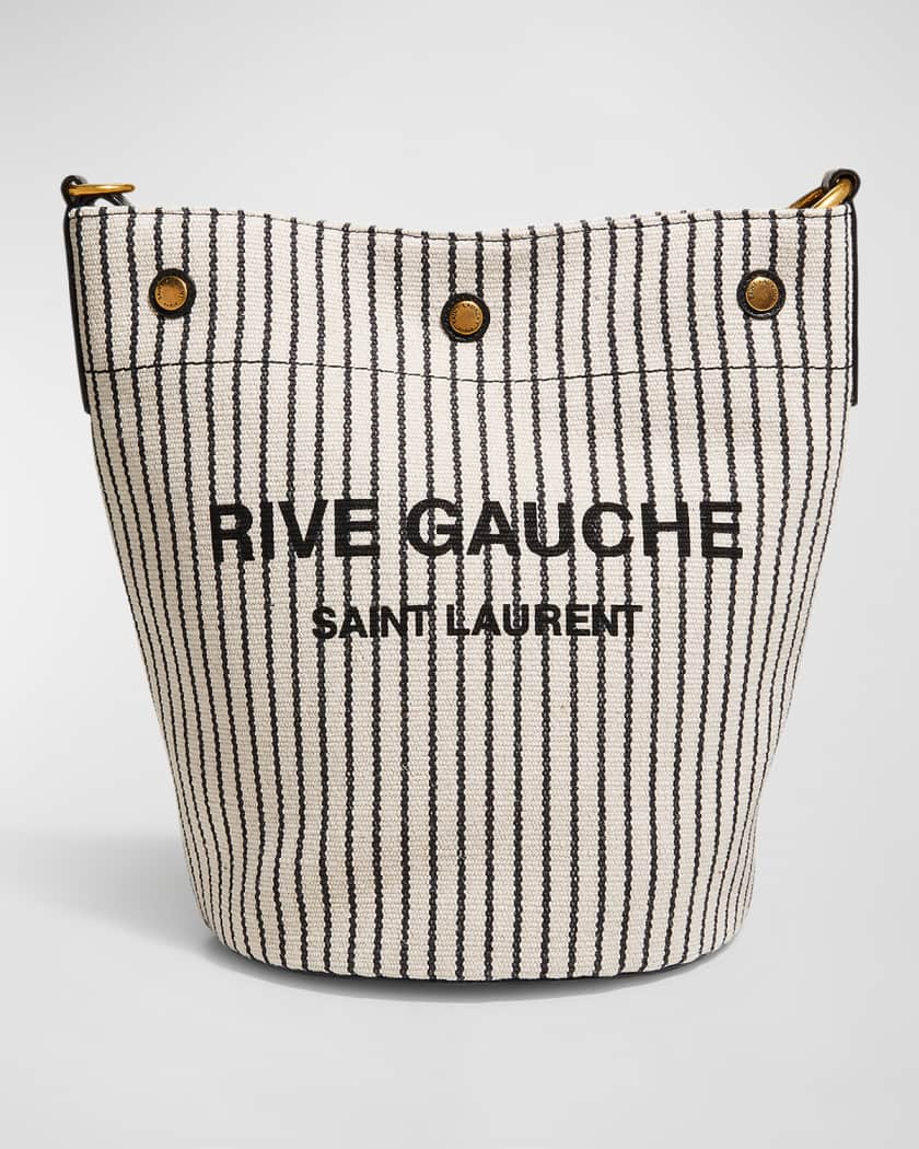 Rive Gauche Canvas Bucket Bag in White - Saint Laurent