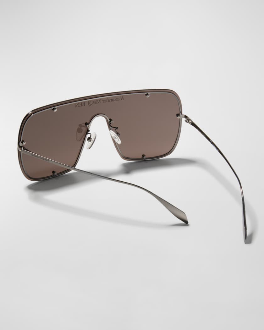 Studded Logo Metal Shield Sunglasses