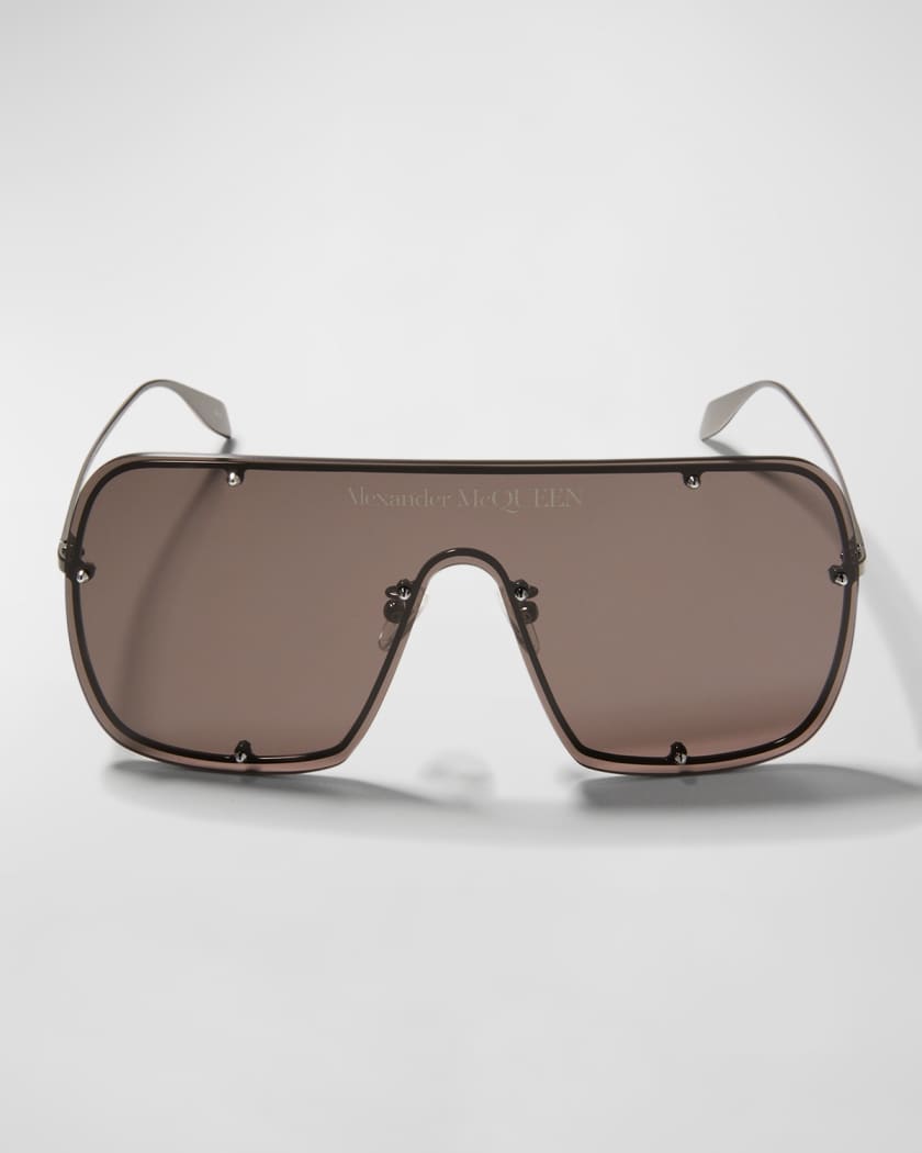 Studded Logo Metal Shield Sunglasses