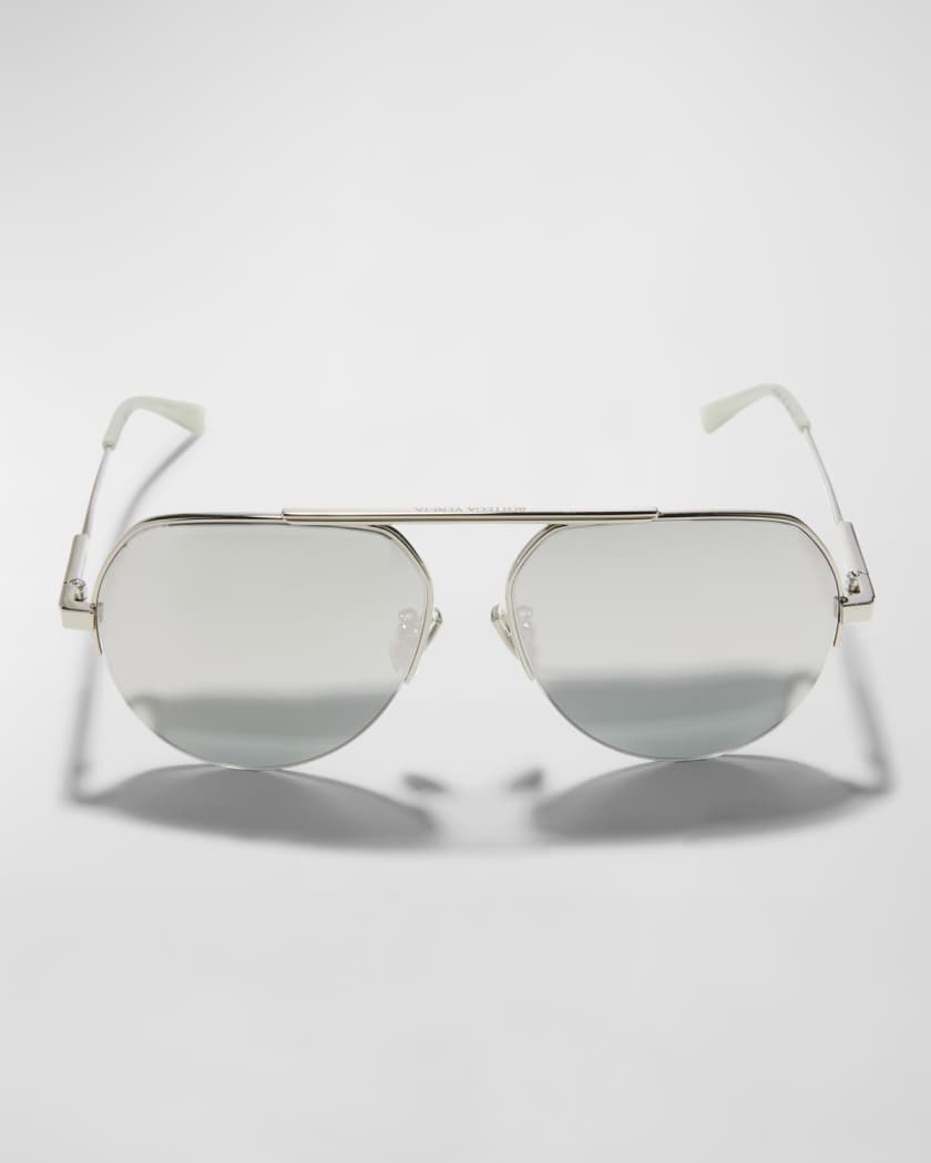 Bottega Veneta Mirrored Metal & Acetate Aviator Sunglasses