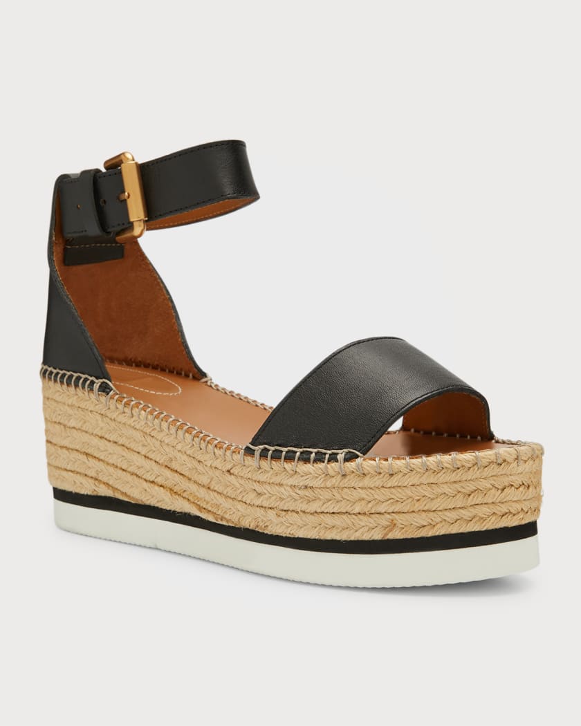 Glyn Leather Flatform Espadrille Sandals