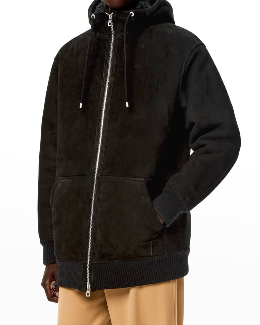 Loewe Men's Shearling Zip Hoodie | Neiman Marcus Loewe Men's Shearling Zip Hoodie | Neiman Marcus