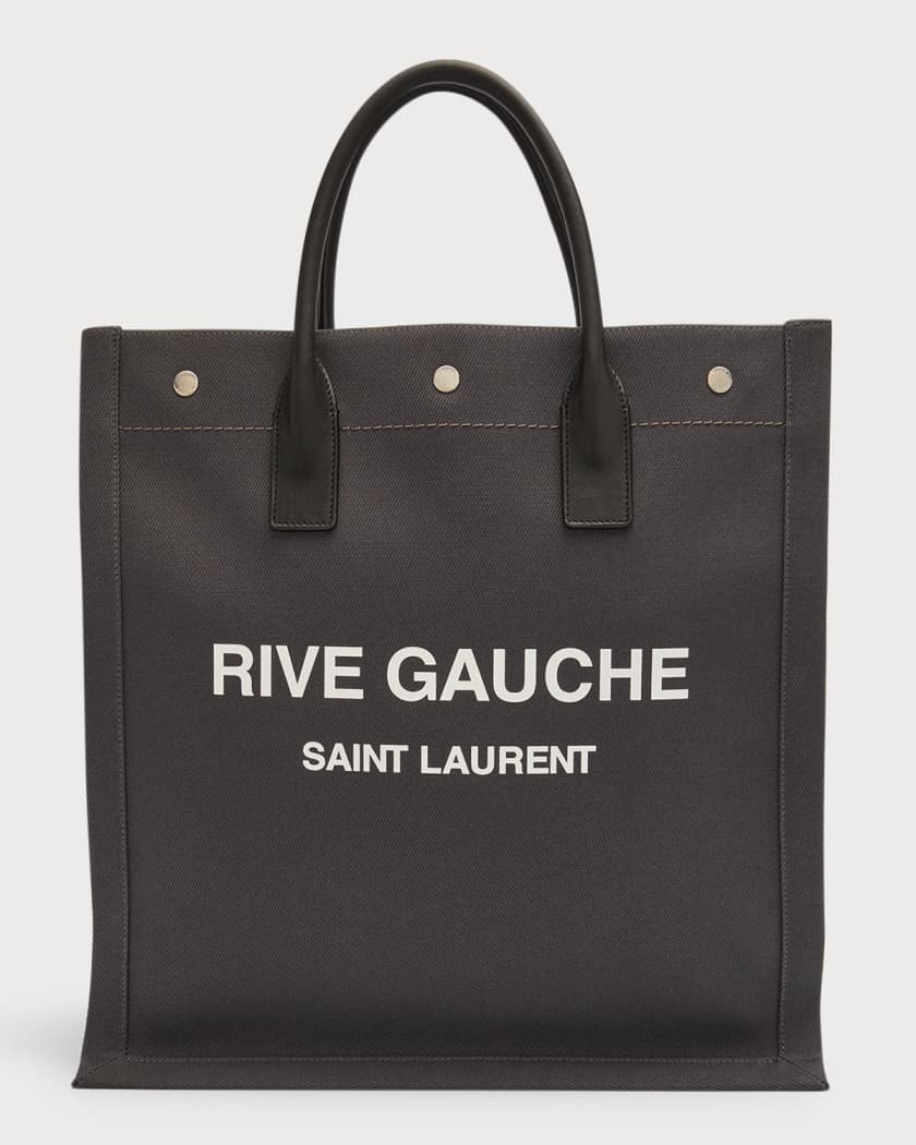 RIVE GAUCHE North/South TOTE BAG IN PRINTED LINEN AND LEATHER, Saint  Laurent