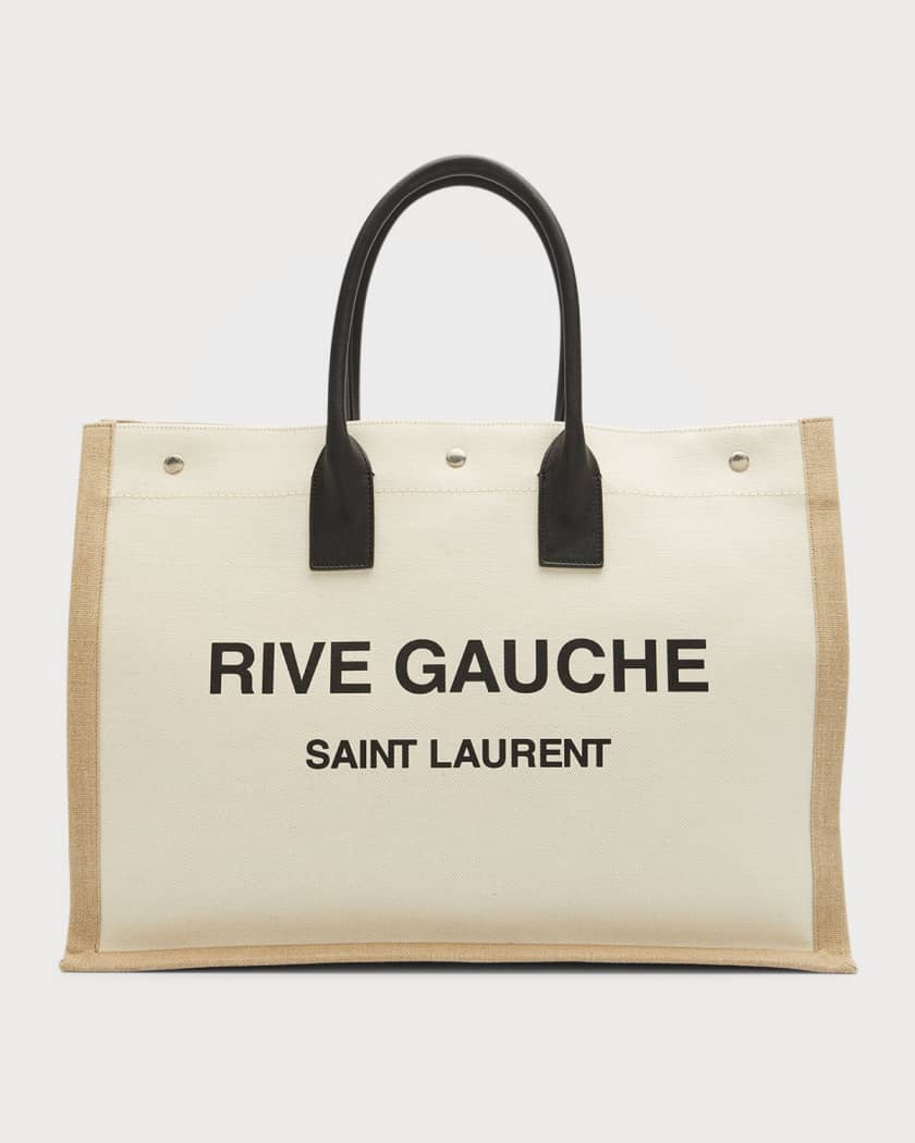SAINT LAURENT Leather-Trimmed Logo-Print Canvas Tote Bag for Men