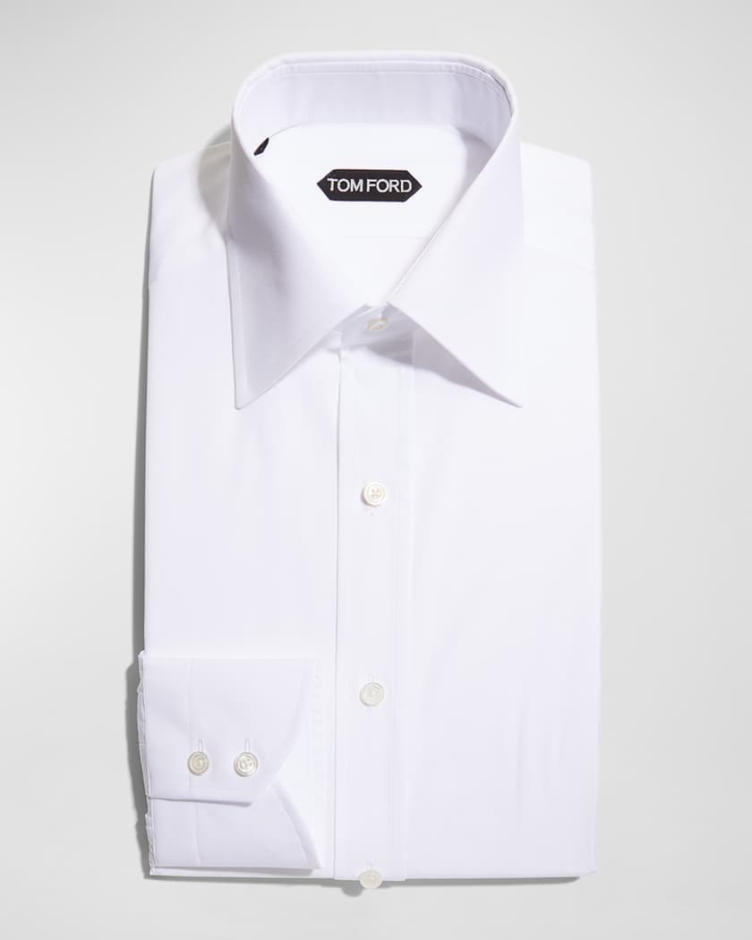 TOM FORD Men's Solid Cotton Dress Shirt | Neiman Marcus