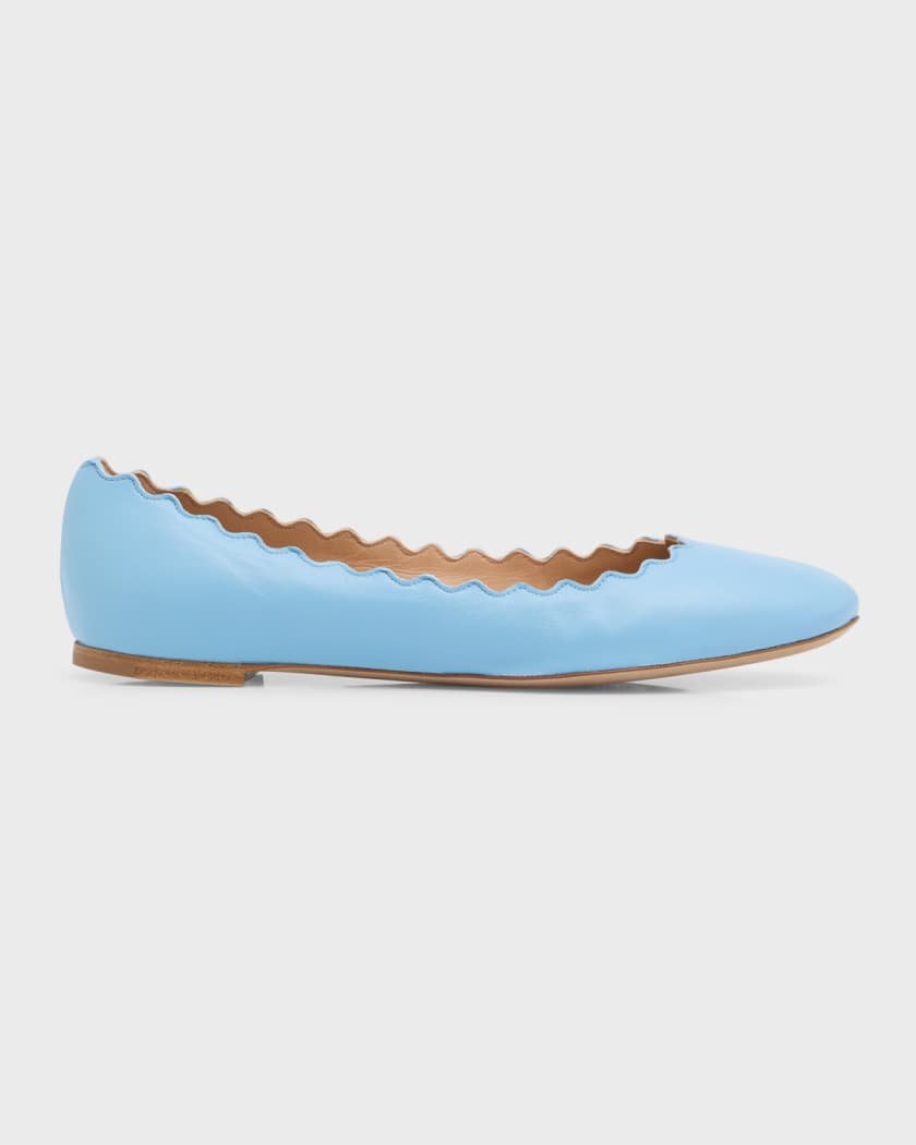 Lauren Scalloped Leather Ballet Flats | Neiman Marcus