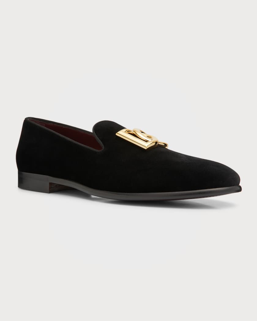 Men's Logo Velvet Dress Loafers