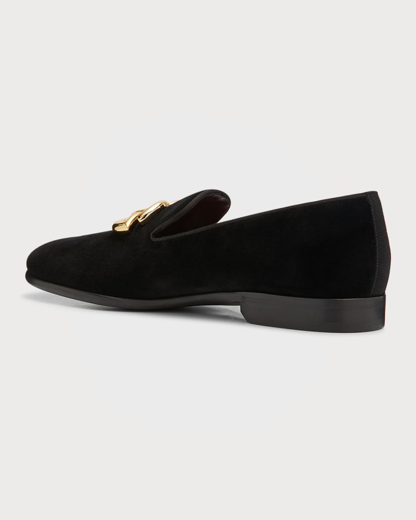 Men's Logo Velvet Dress Loafers