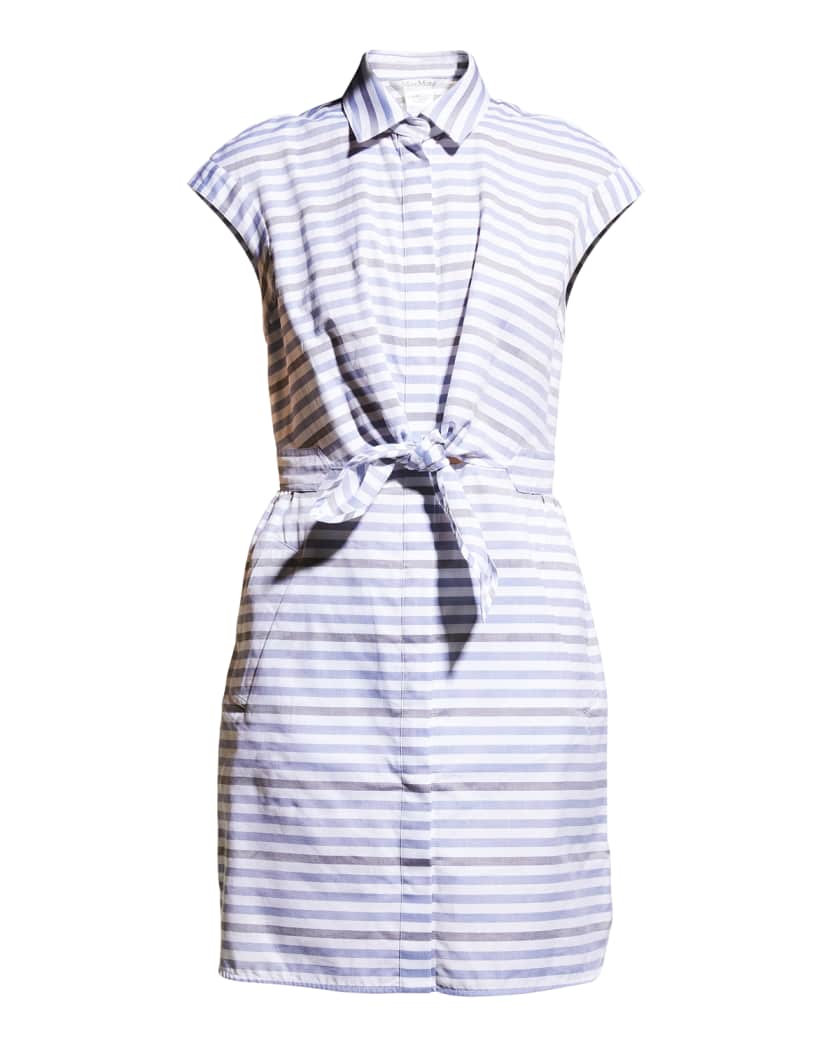 Max Mara Finezza Striped Tie-Front Mini Shirtdress