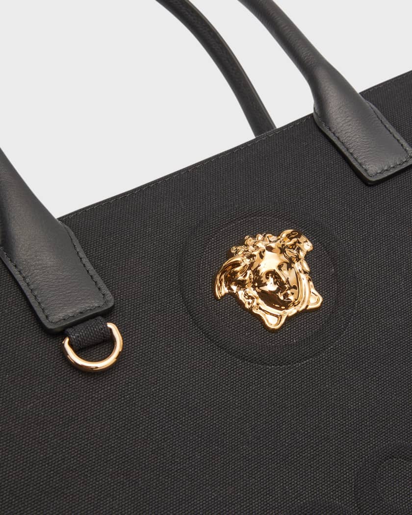 Versace La Medusa Small Logo Canvas Tote Bag