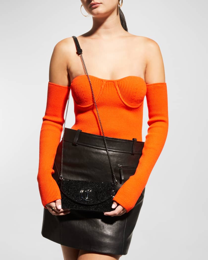 Loubi54 Small Wallet on Chain in Strass