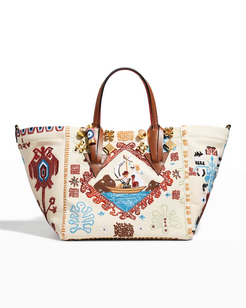 Christian Louboutin Greekaba Small Embroidered Tote Bag | Neiman Marcus