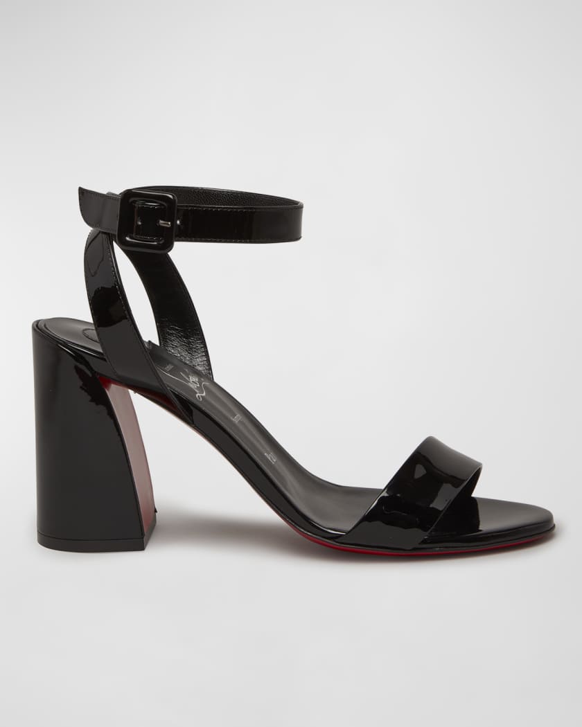 Louis Vuitton Black/Red Patent Leather Ankle Strap Sandals